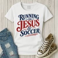 Running On Jesus And Soccer Women's T-Shirt thumb 3