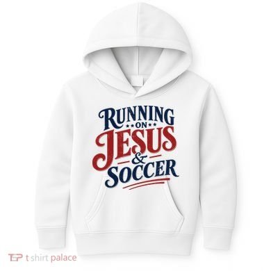 Running On Jesus And Soccer Kids Hoodie