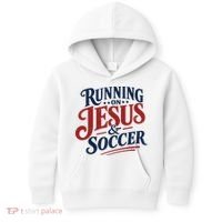 Running On Jesus And Soccer Kids Hoodie thumb 0