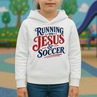 Running On Jesus And Soccer Kids Hoodie thumb 3