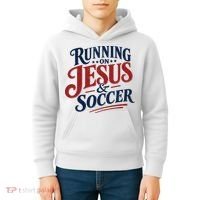 Running On Jesus And Soccer Kids Hoodie thumb 4