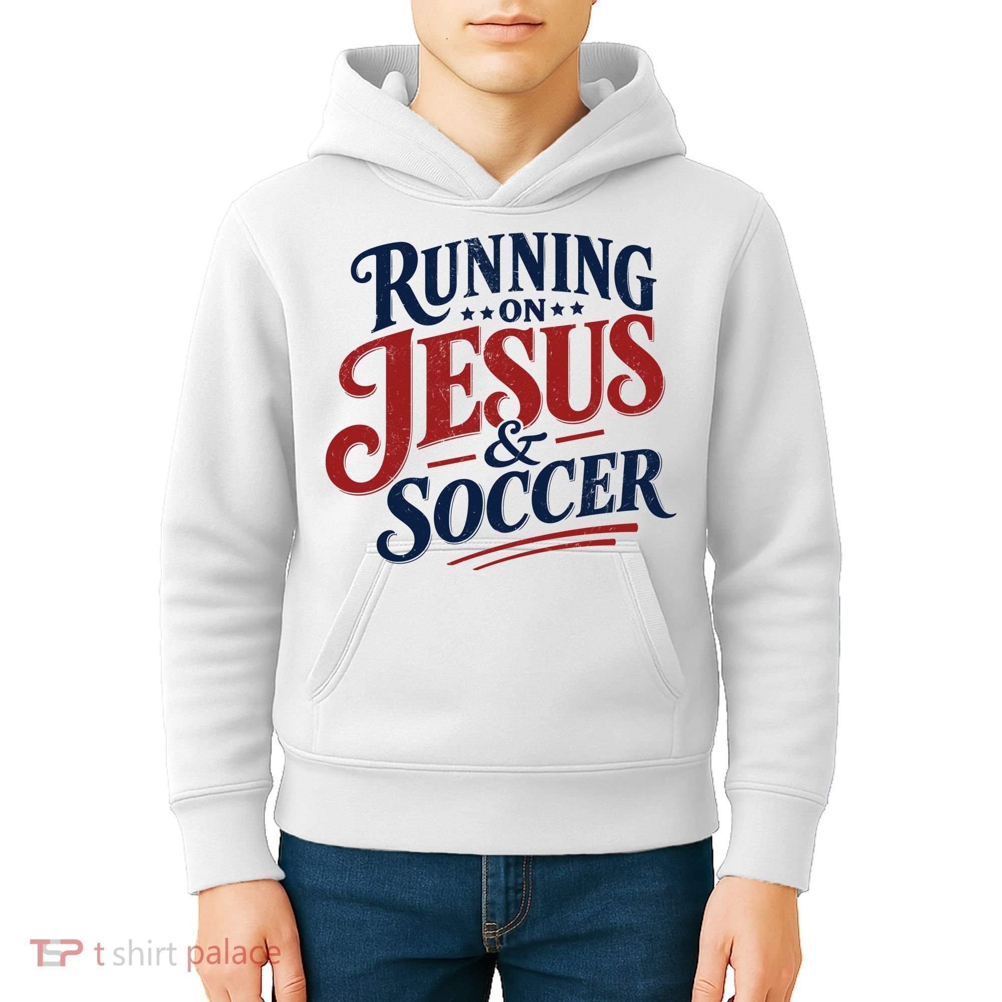 Running On Jesus And Soccer Kids Hoodie