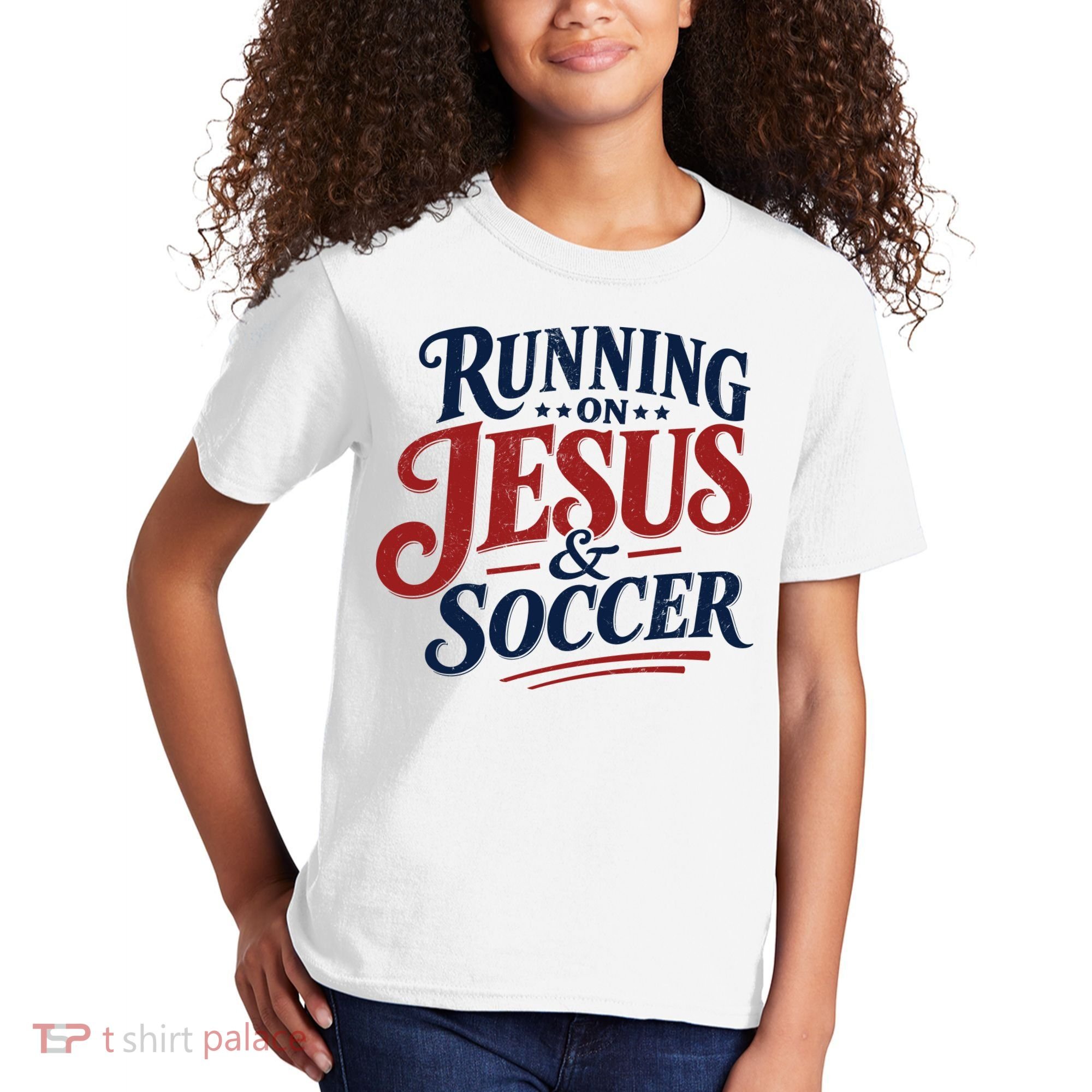 Running On Jesus And Soccer Kids T-Shirt