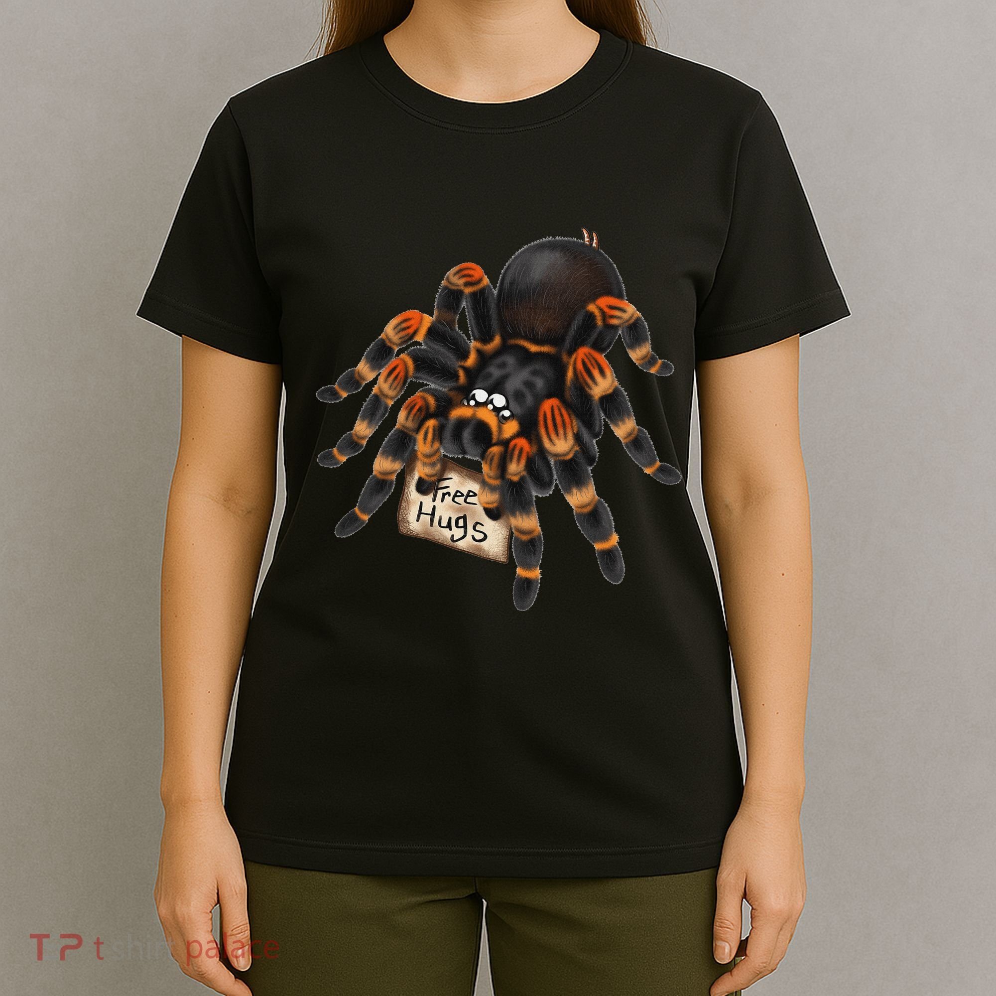 Red Orange Knee Tarantula Spider Hugs T-Shirt