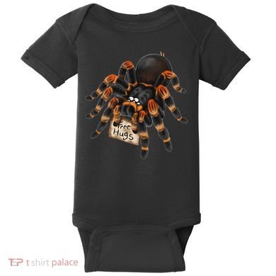 Red Orange Knee Tarantula Spider Hugs Baby Bodysuit