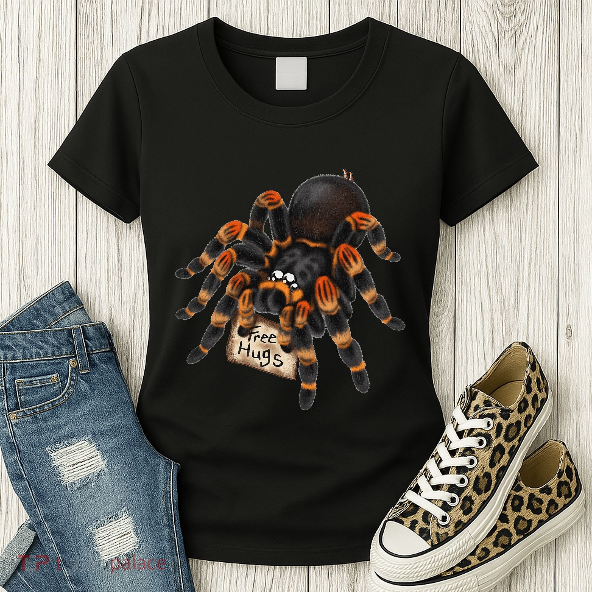 Red Orange Knee Tarantula Spider Hugs Women's T-Shirt