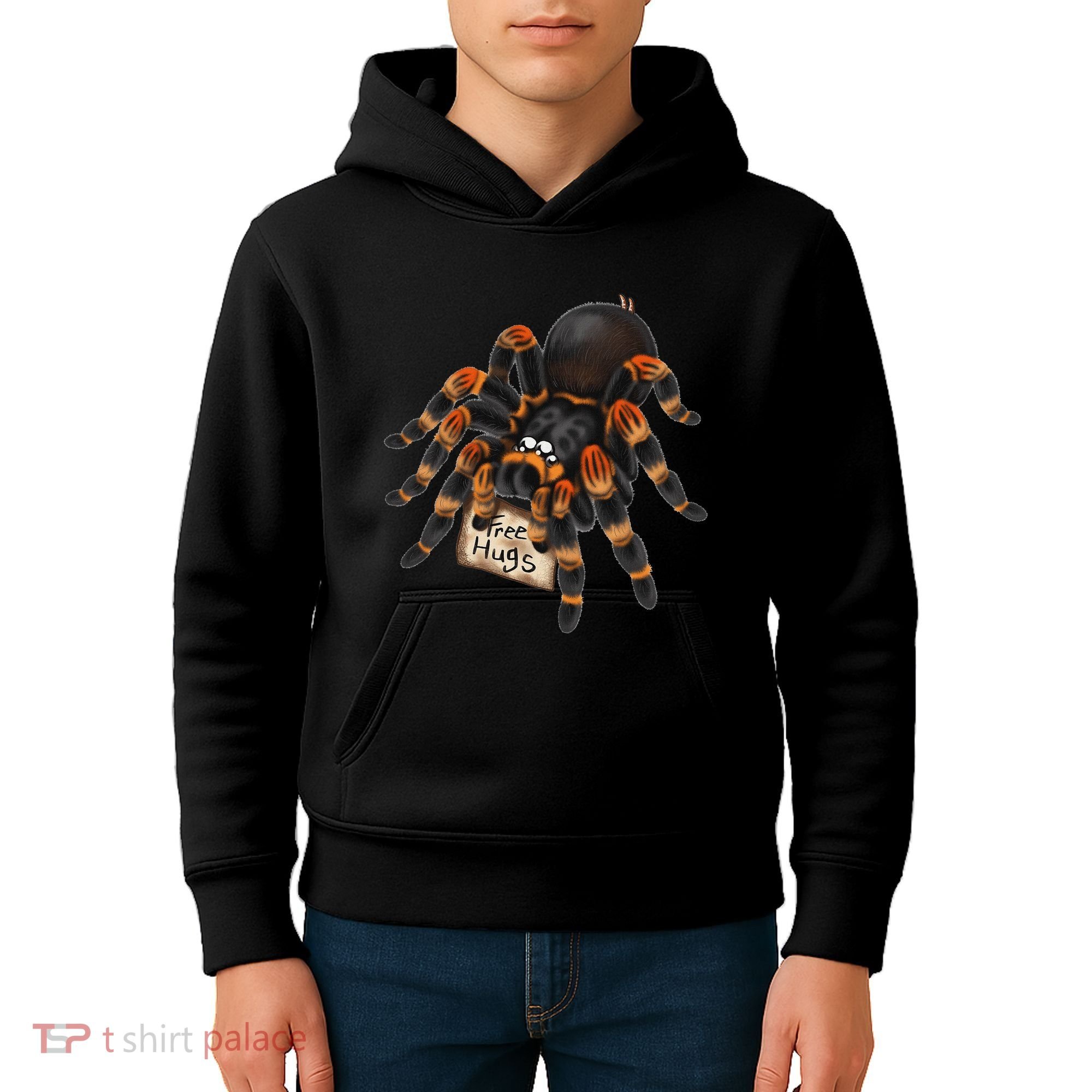Red Orange Knee Tarantula Spider Hugs Kids Hoodie