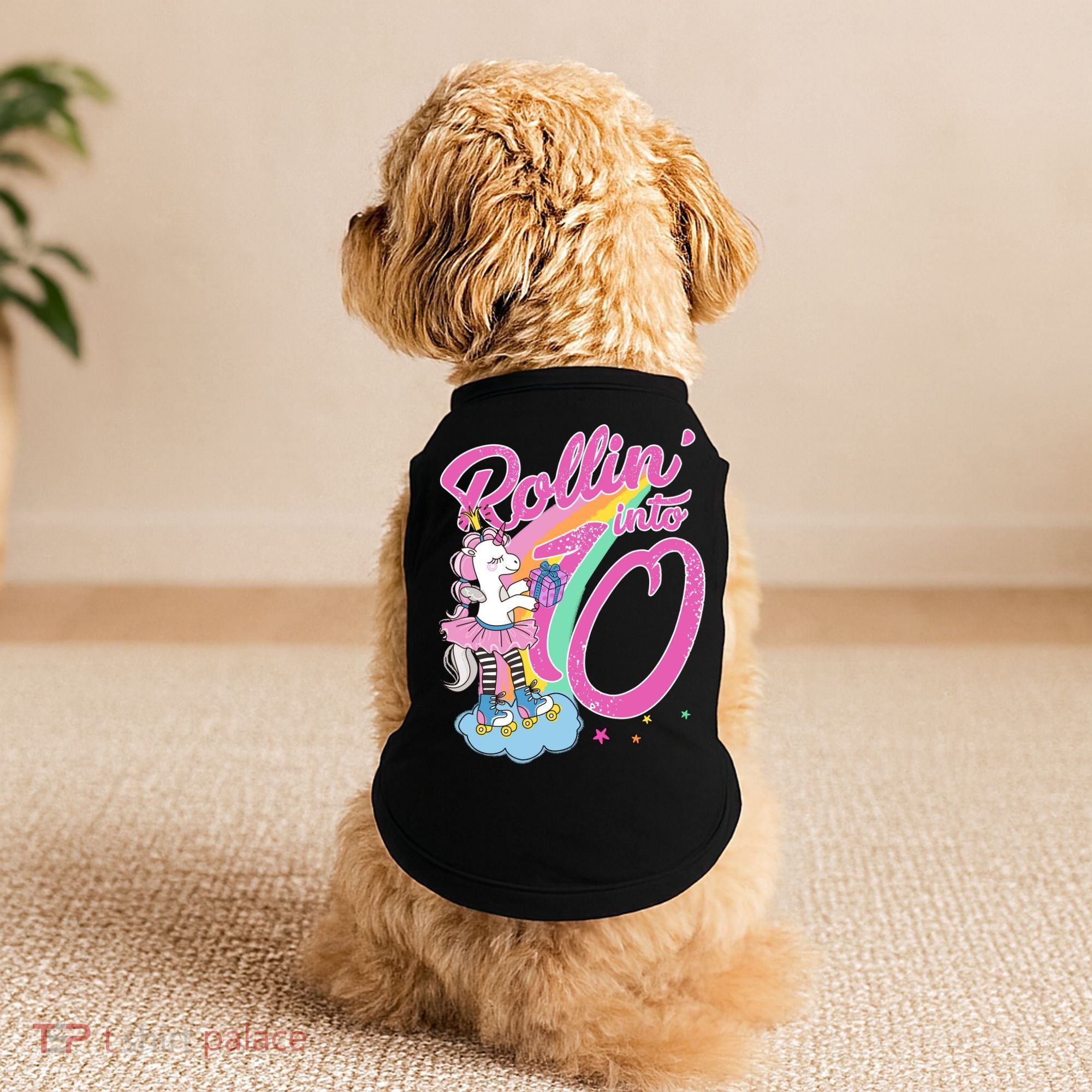Rollin' Into 10 Skating Unicorn Birthday Doggie Tank