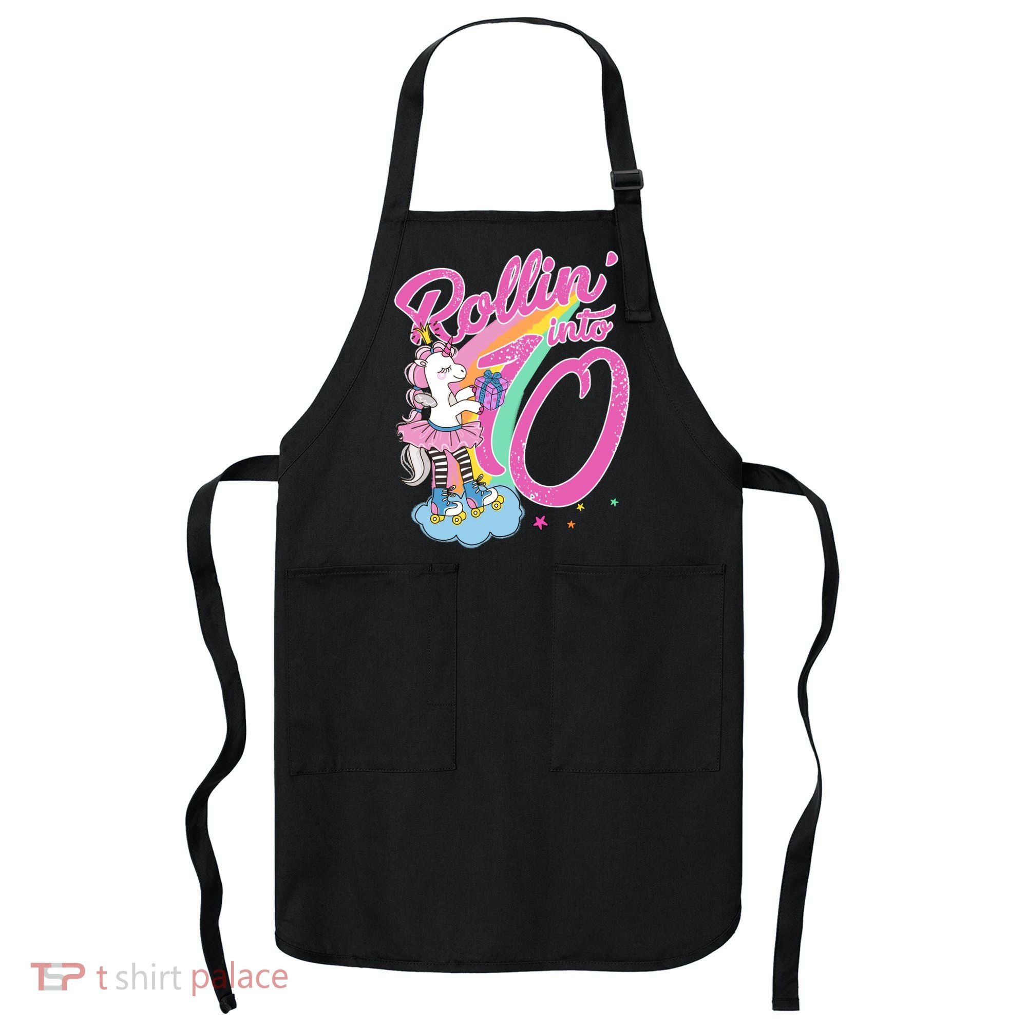 Rollin' Into 10 Skating Unicorn Birthday Apron