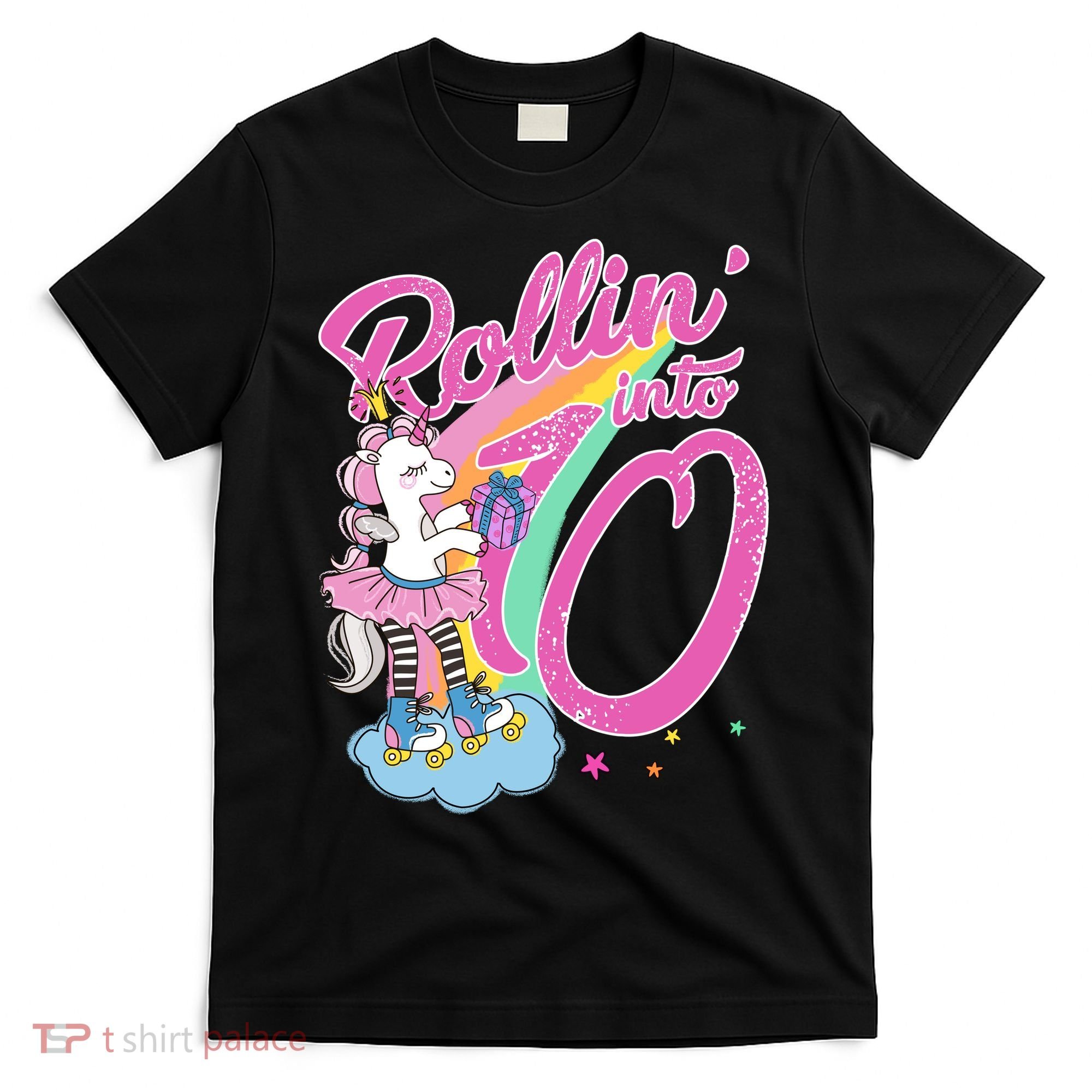 Rollin' Into 10 Skating Unicorn Birthday T-Shirt