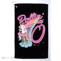 Rollin' Into 10 Skating Unicorn Birthday Golf Towel thumb 0