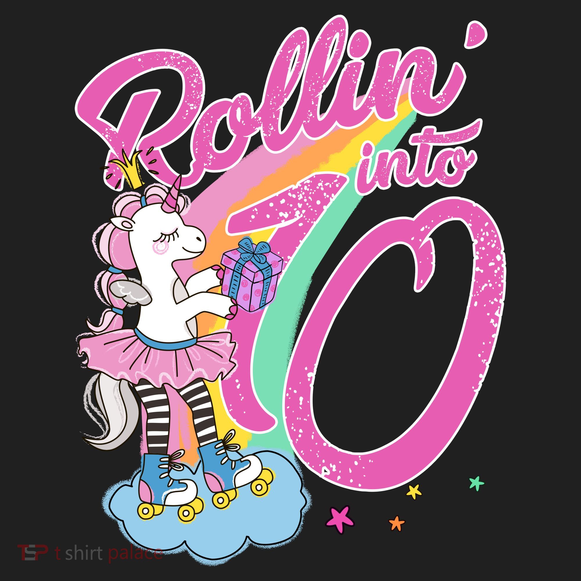 Rollin' Into 10 Skating Unicorn Birthday Golf Towel