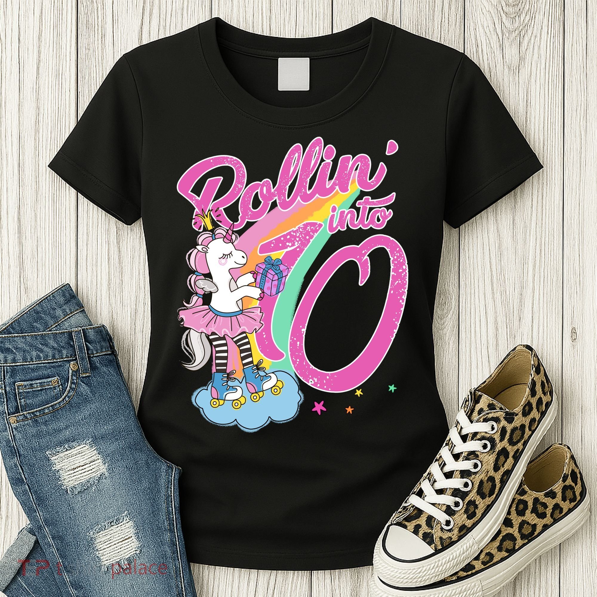 Rollin' Into 10 Skating Unicorn Birthday Women's T-Shirt