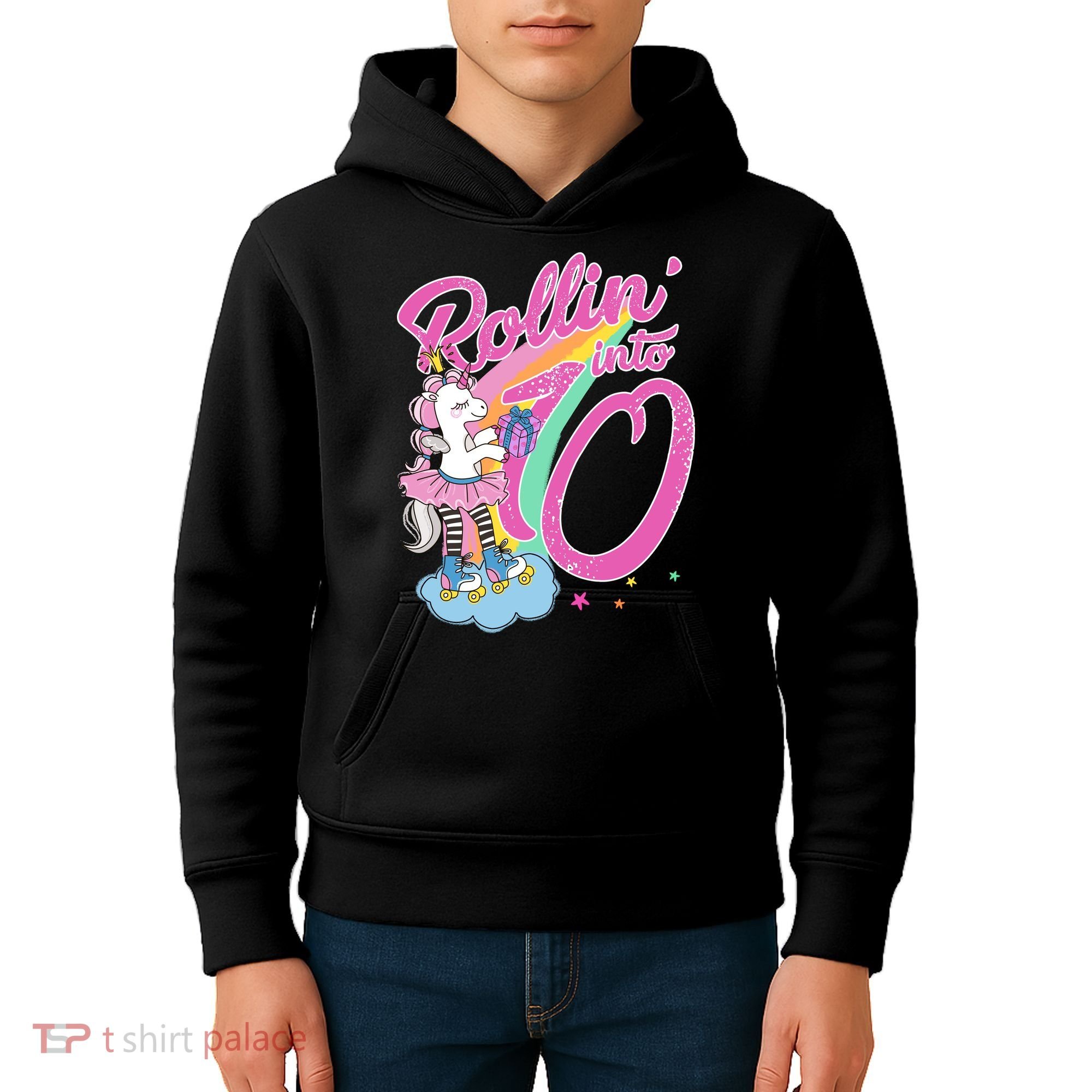 Rollin' Into 10 Skating Unicorn Birthday Kids Hoodie