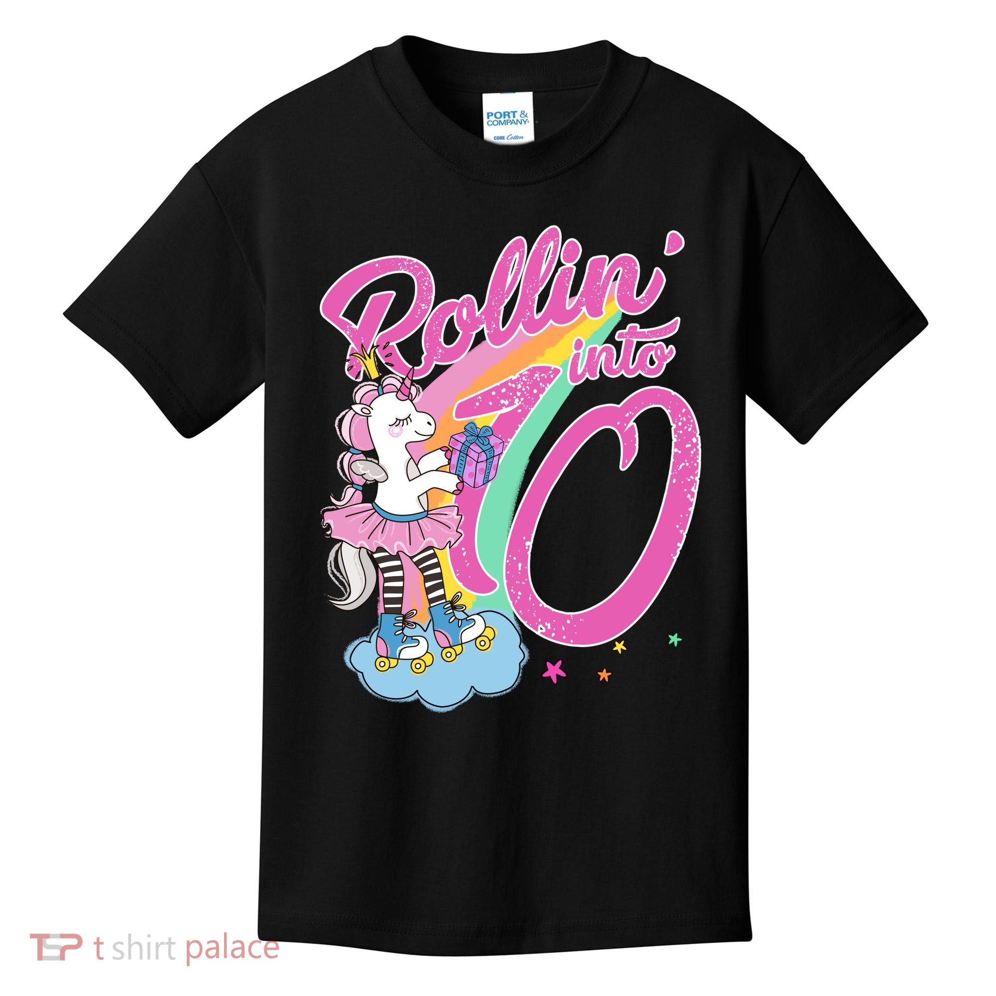Rollin' Into 10 Skating Unicorn Birthday Kids T-Shirt