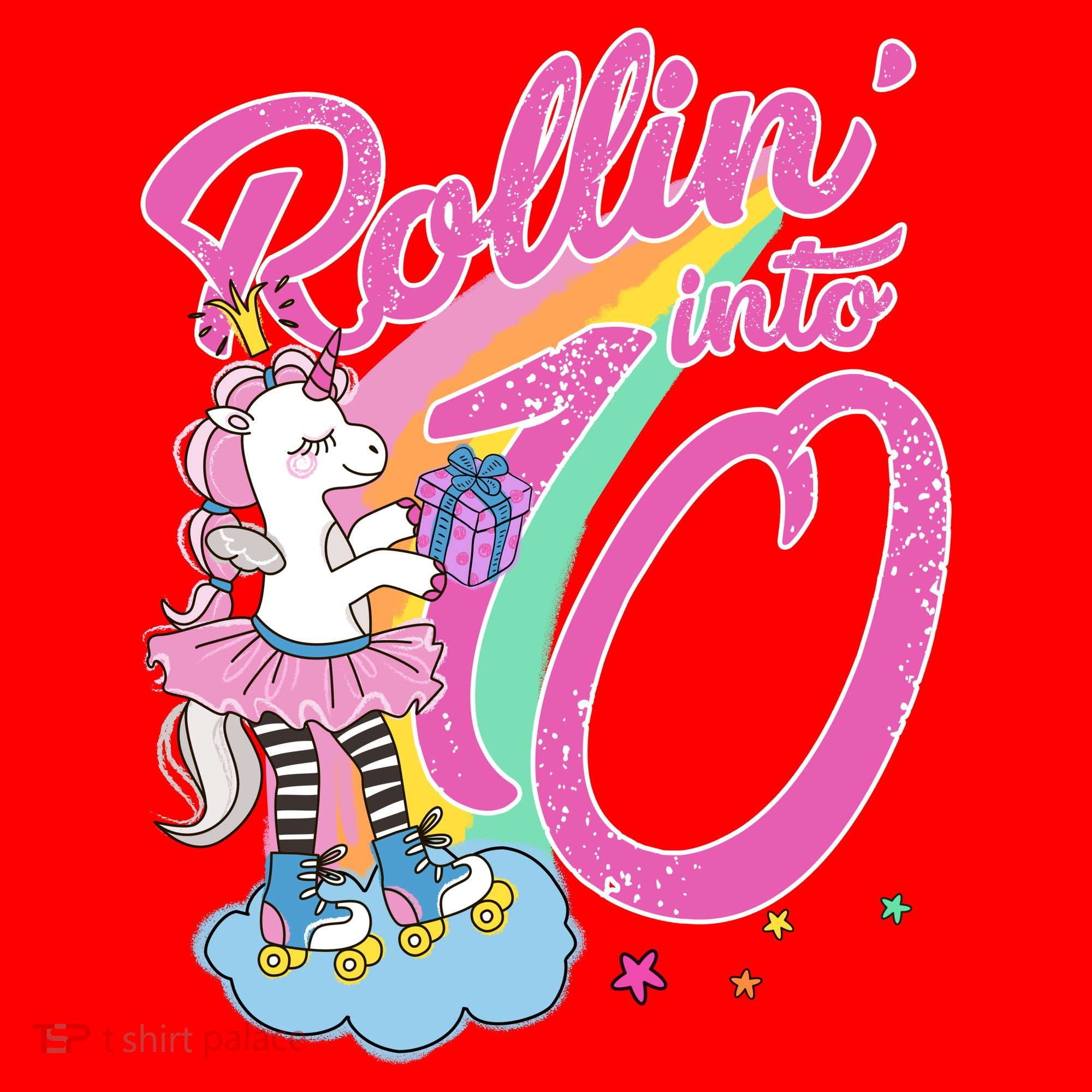 Rollin' Into 10 Skating Unicorn Birthday Santa Hat