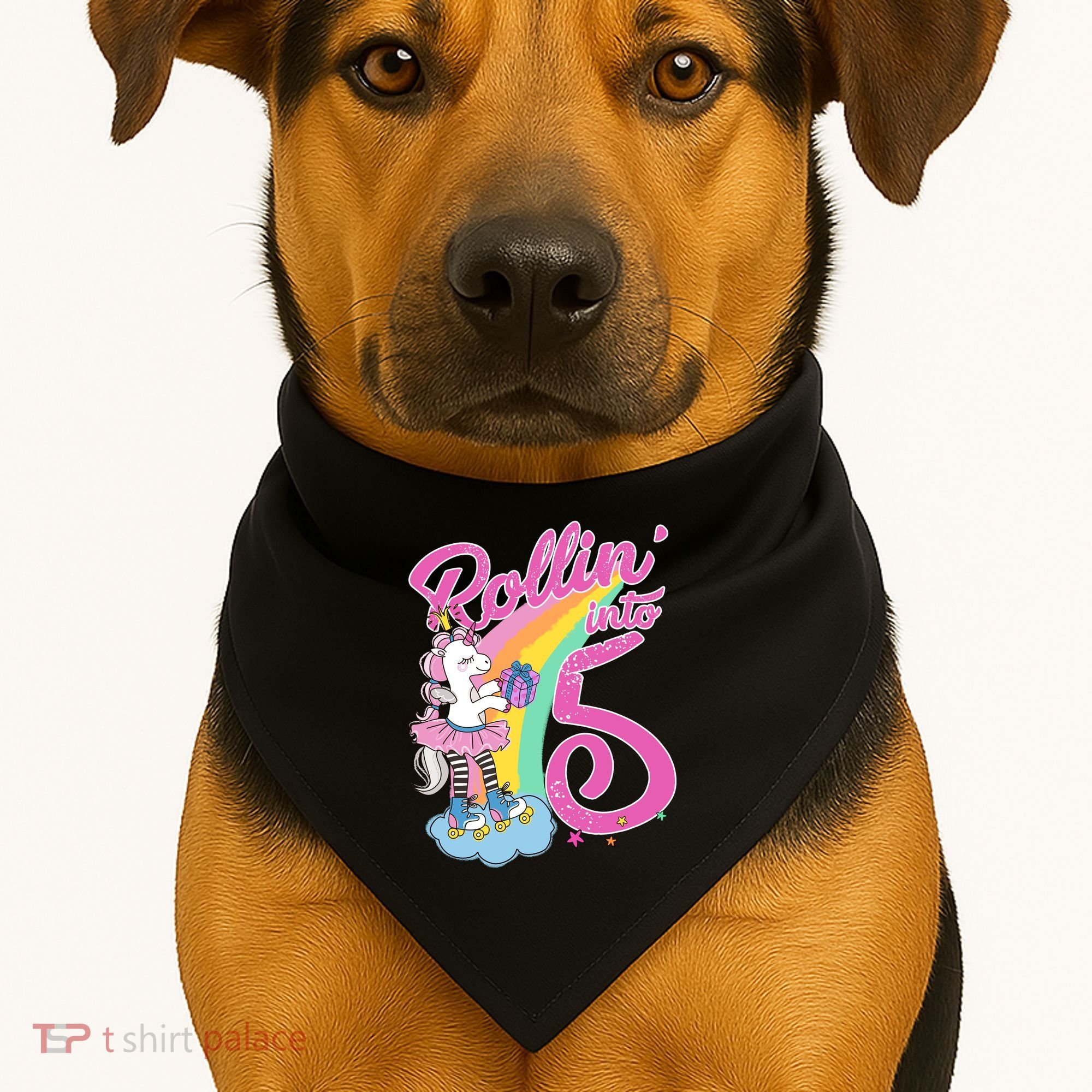 Rollin' Into 5 Skating Unicorn  USA-Made Doggie Bandana