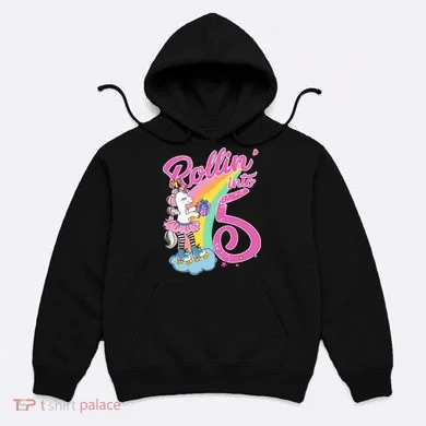 Rollin' Into 5 Skating Unicorn  Hoodie