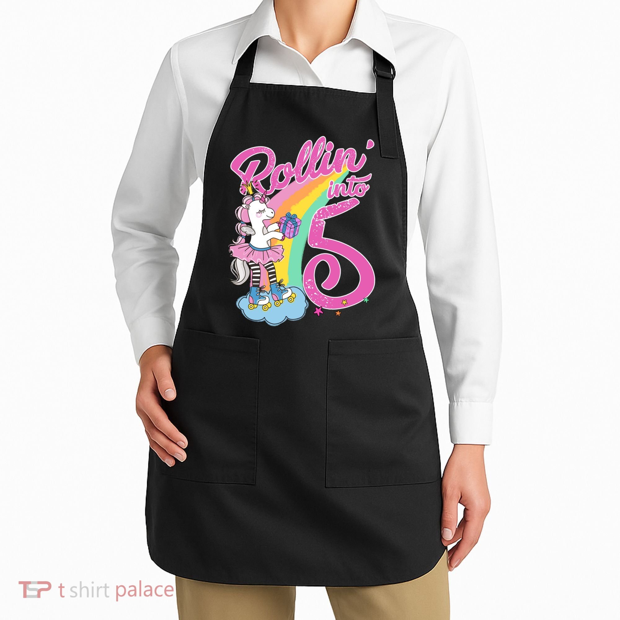 Rollin' Into 5 Skating Unicorn  Apron