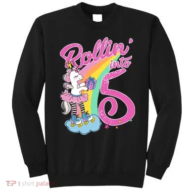 Rollin' Into 5 Skating Unicorn  Sweatshirt