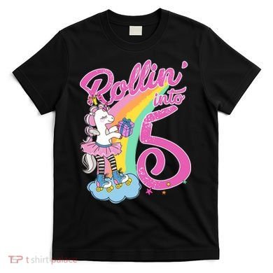 Rollin' Into 5 Skating Unicorn  T-Shirt