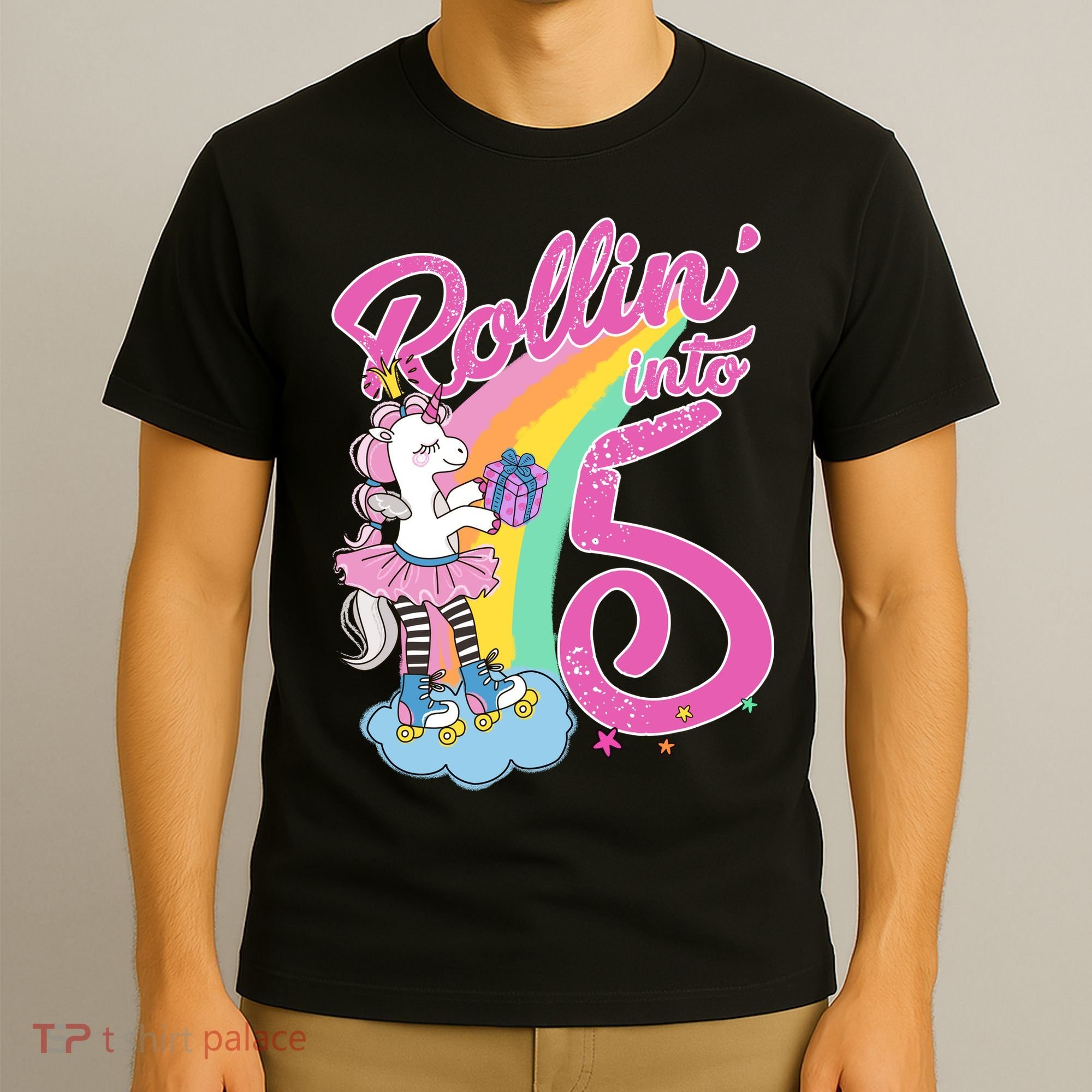 Rollin' Into 5 Skating Unicorn  T-Shirt
