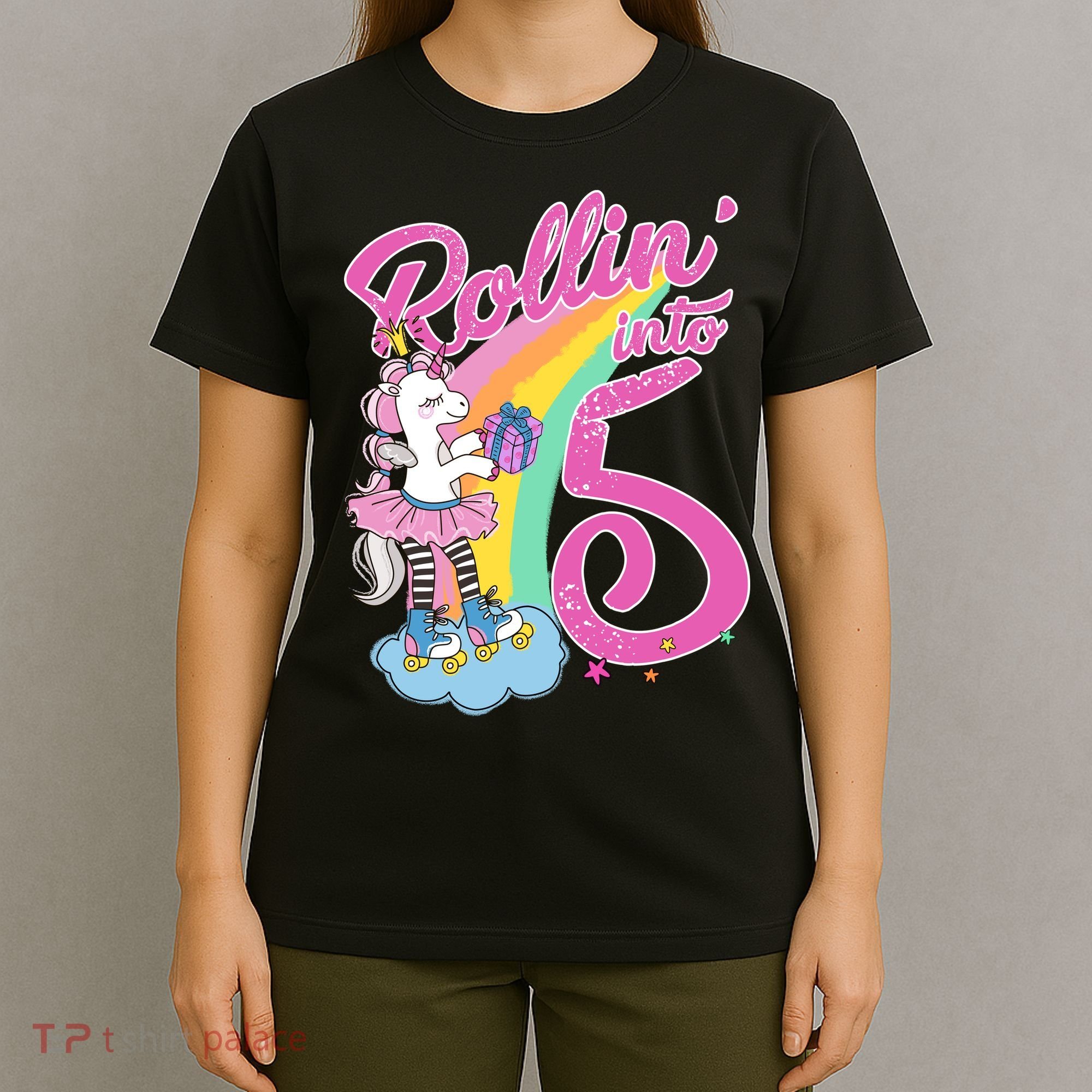 Rollin' Into 5 Skating Unicorn  T-Shirt