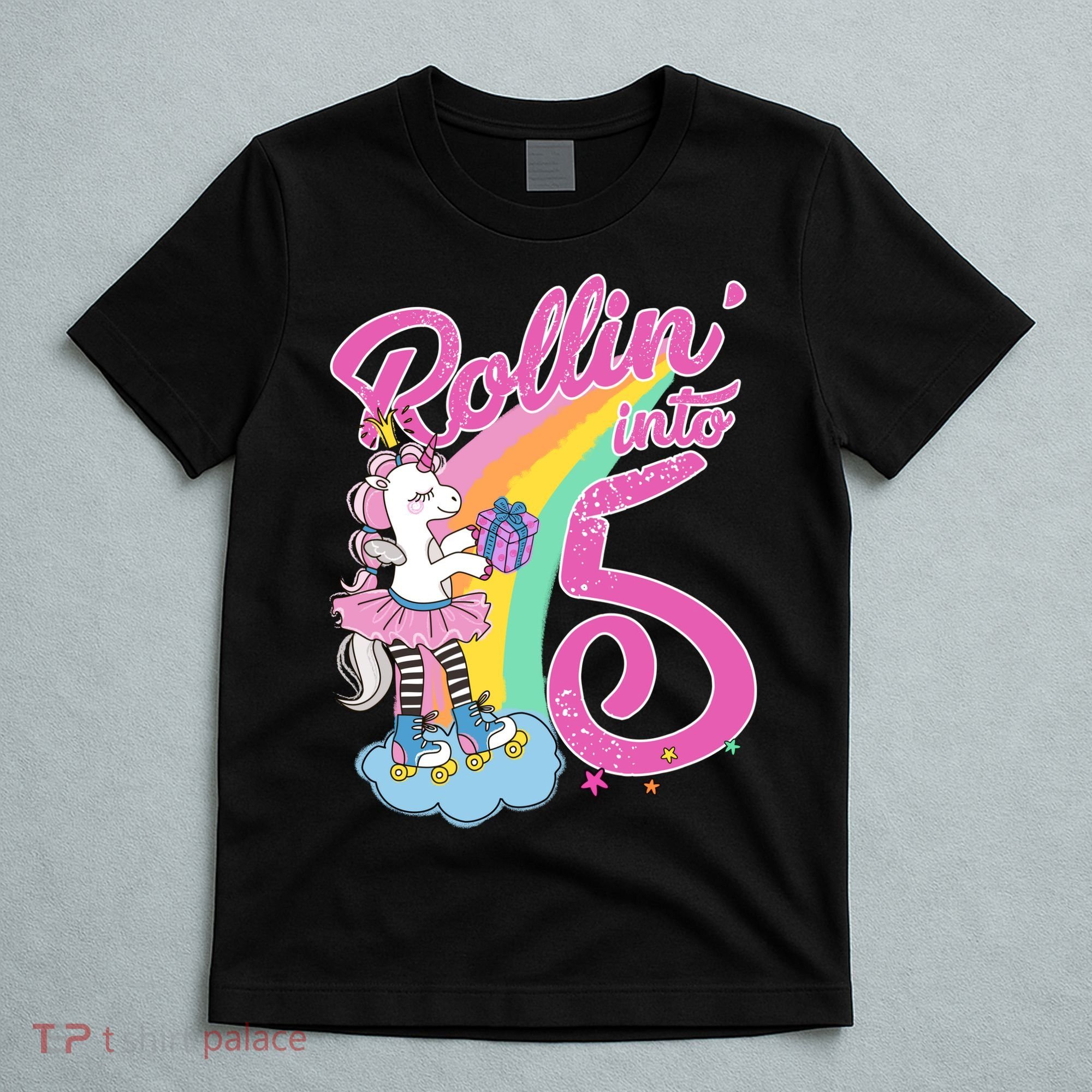 Rollin' Into 5 Skating Unicorn  T-Shirt