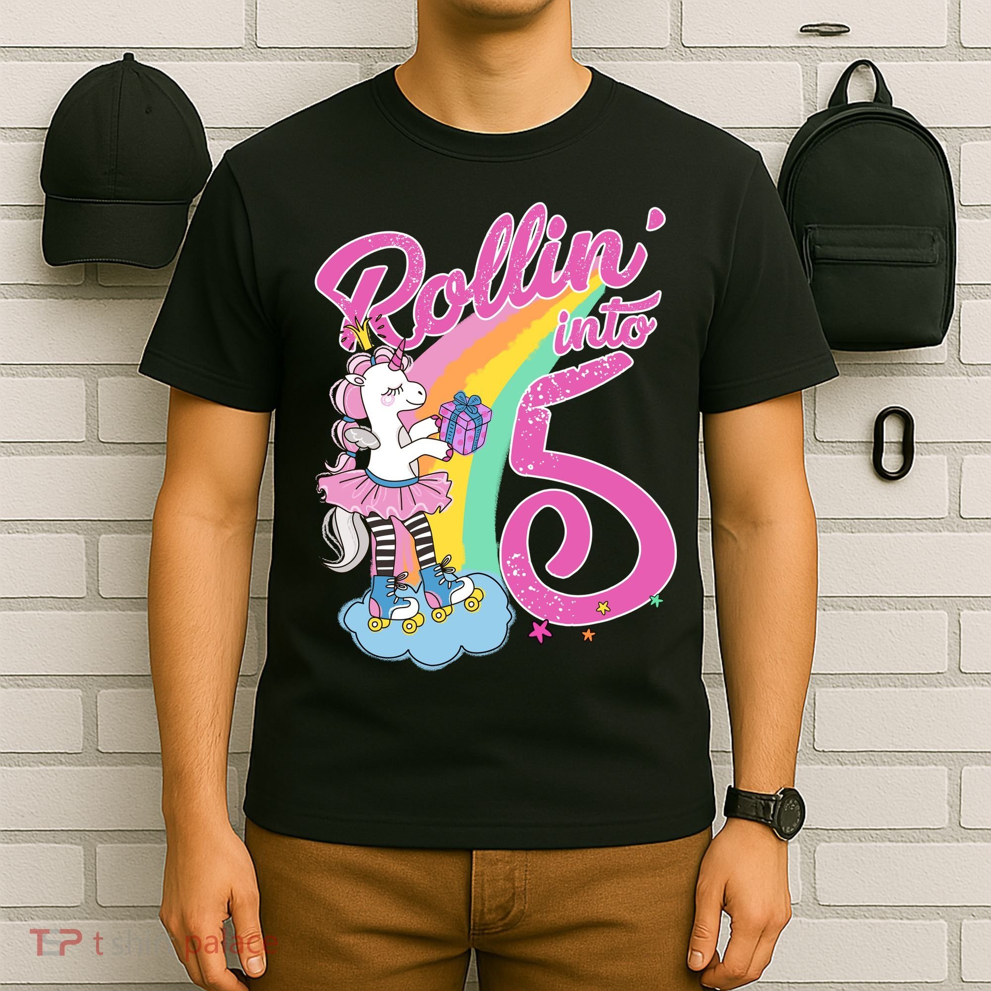 Rollin' Into 5 Skating Unicorn  T-Shirt