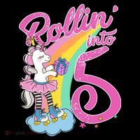 Rollin' Into 5 Skating Unicorn  Button thumb 1