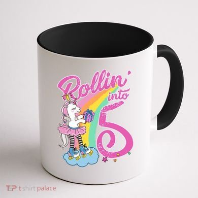Rollin' Into 5 Skating Unicorn  Coffee Mug back