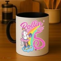 Rollin' Into 5 Skating Unicorn  Coffee Mug thumb 4