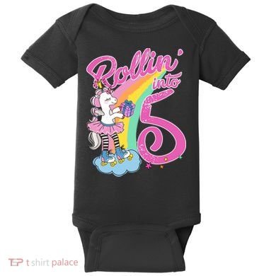 Rollin' Into 5 Skating Unicorn  Baby Bodysuit