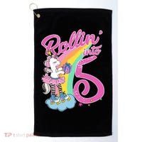 Rollin' Into 5 Skating Unicorn  Golf Towel thumb 0
