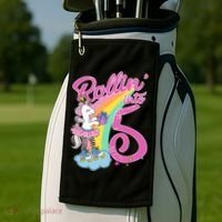 Rollin' Into 5 Skating Unicorn  Golf Towel thumb 2