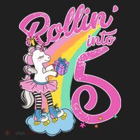 Rollin' Into 5 Skating Unicorn  Golf Towel thumb 3