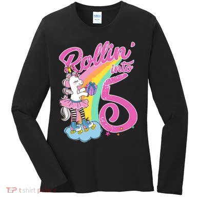 Rollin' Into 5 Skating Unicorn  Women's Long Sleeve Shirt