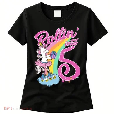 Rollin' Into 5 Skating Unicorn  Women's T-Shirt