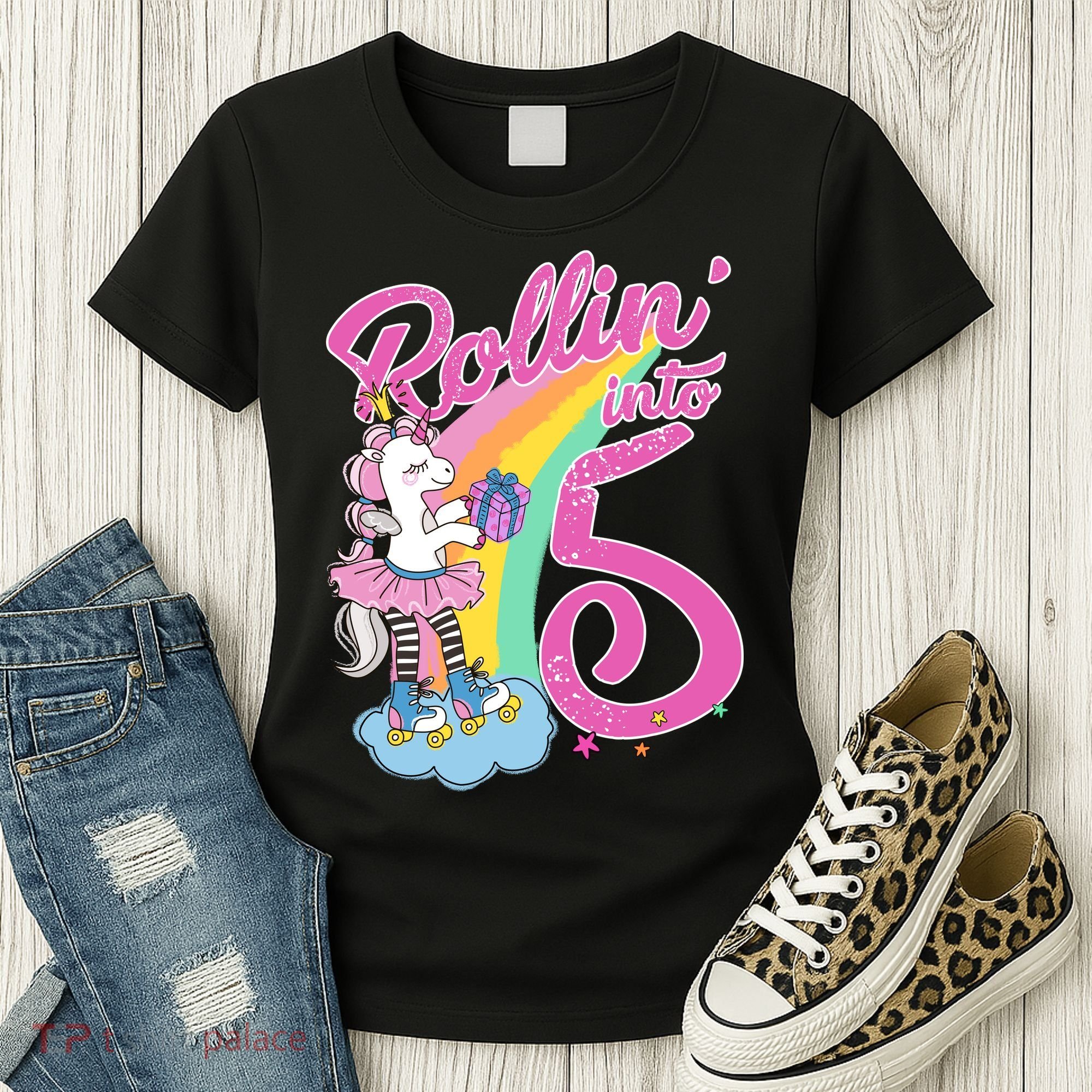 Rollin' Into 5 Skating Unicorn  Women's T-Shirt