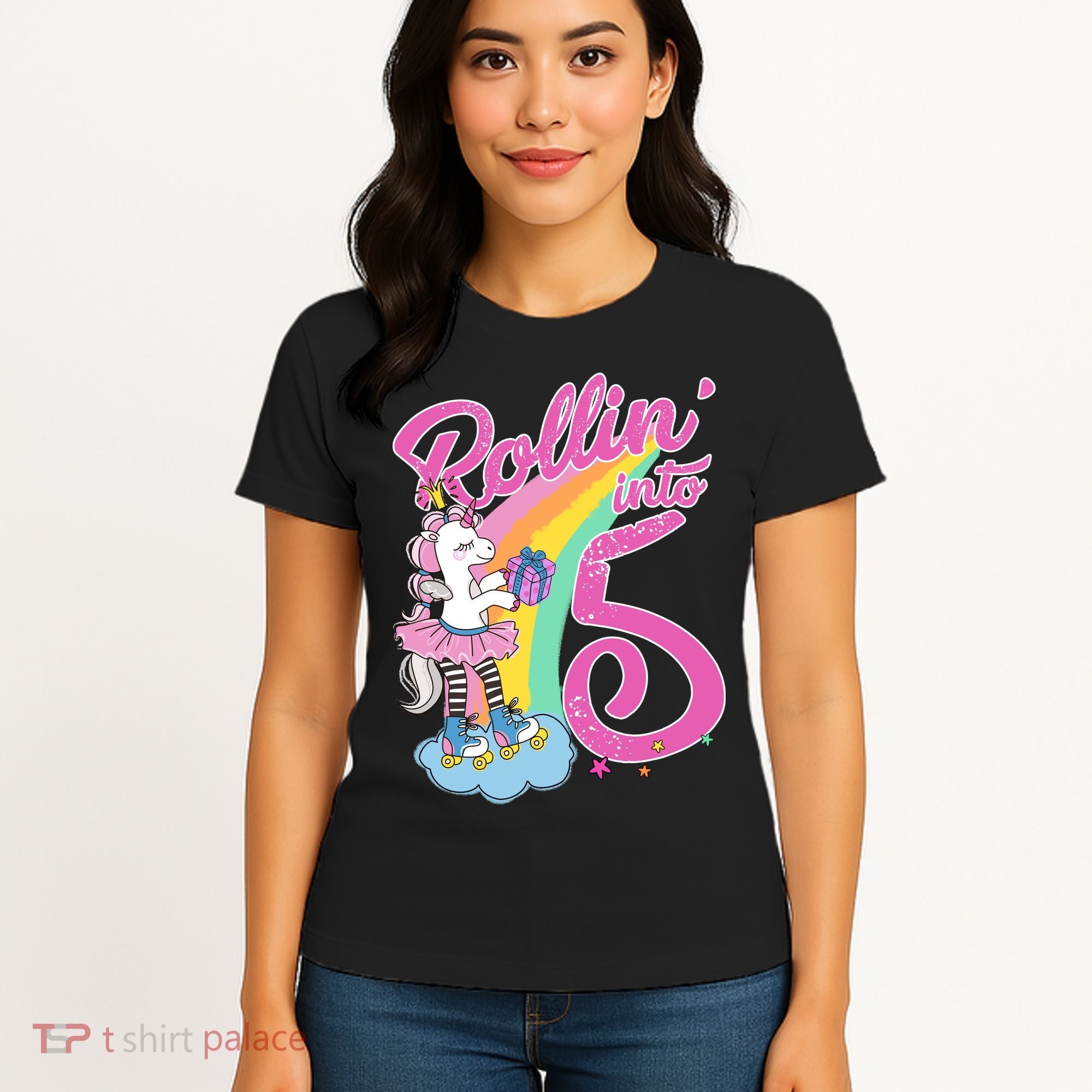 Rollin' Into 5 Skating Unicorn  Women's T-Shirt