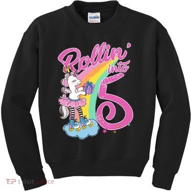 Rollin' Into 5 Skating Unicorn  Kids Sweatshirt