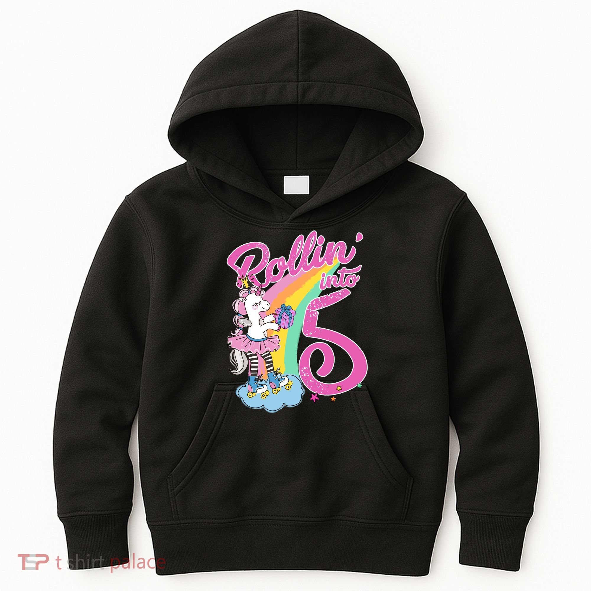 Rollin' Into 5 Skating Unicorn  Kids Hoodie