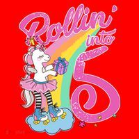 Rollin' Into 5 Skating Unicorn  Santa Hat thumb 1