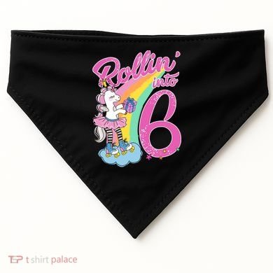 Rollin' Into 6 Skating Unicorn  USA-Made Doggie Bandana
