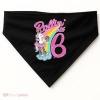 Rollin' Into 6 Skating Unicorn  USA-Made Doggie Bandana thumb 0