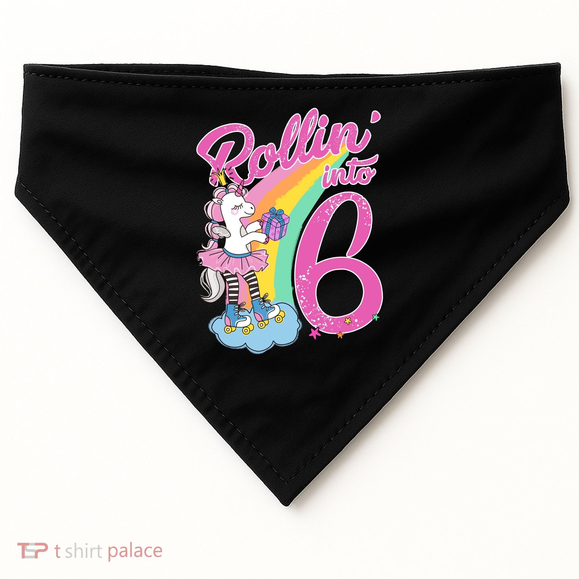 Rollin' Into 6 Skating Unicorn  USA-Made Doggie Bandana