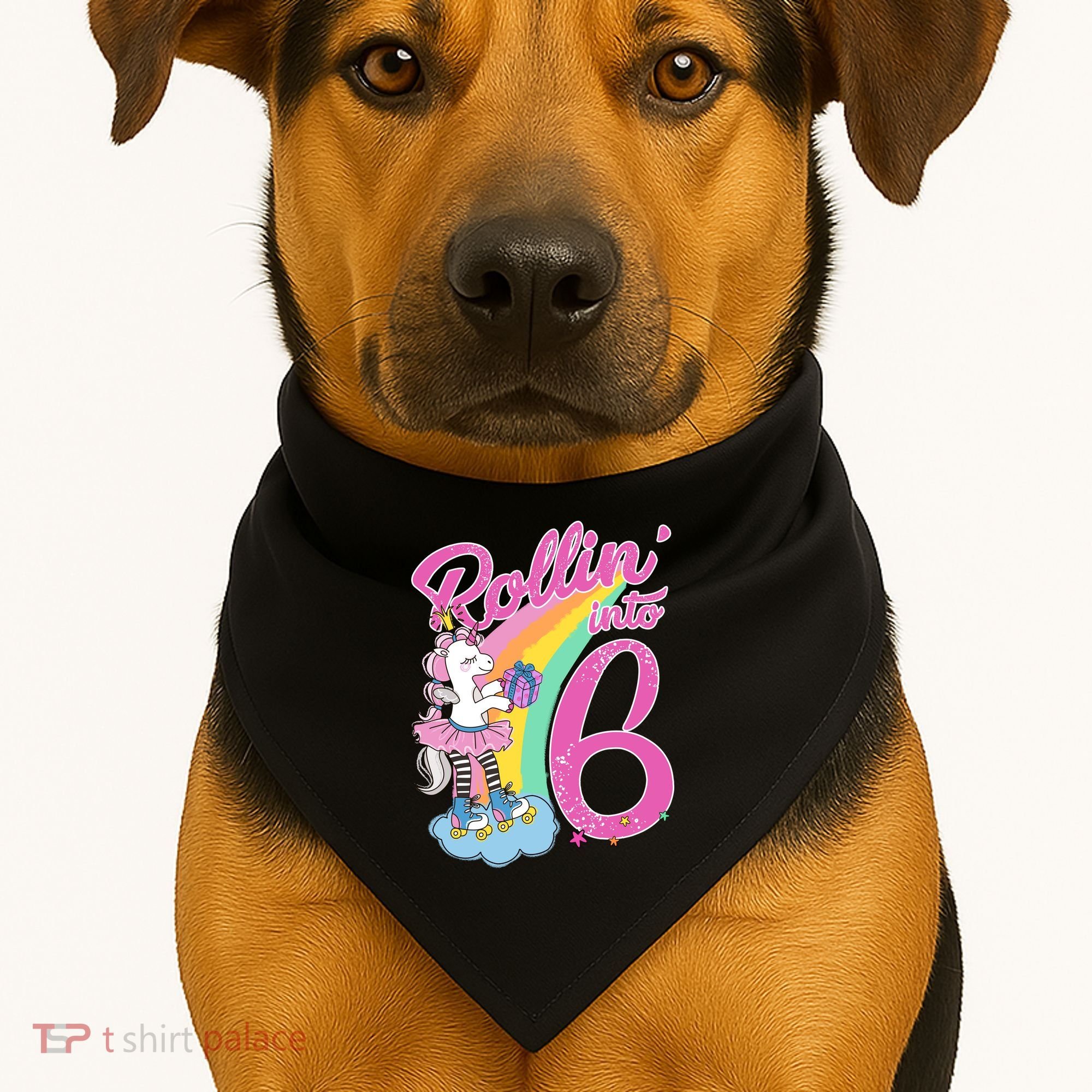Rollin' Into 6 Skating Unicorn  USA-Made Doggie Bandana