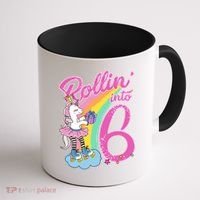 Rollin' Into 6 Skating Unicorn  Coffee Mug thumb 1
