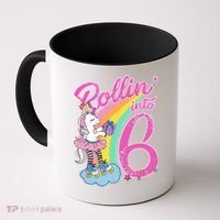 Rollin' Into 6 Skating Unicorn  Coffee Mug thumb 0