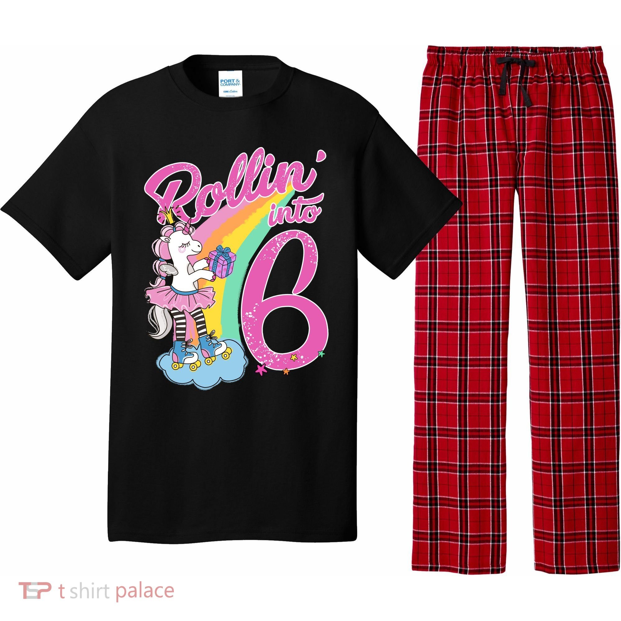 Rollin' Into 6 Skating Unicorn  Pajama Set